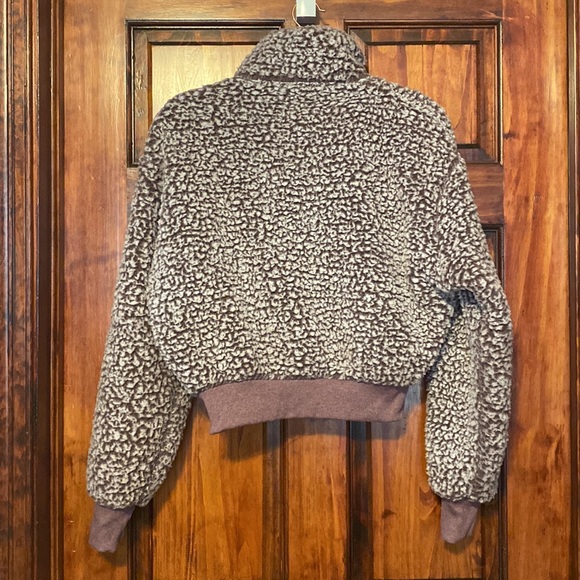 Express Factory Super Soft Cropped Half-Zip Pullover Sherpa Sweater Purple XS - Picture 9 of 12